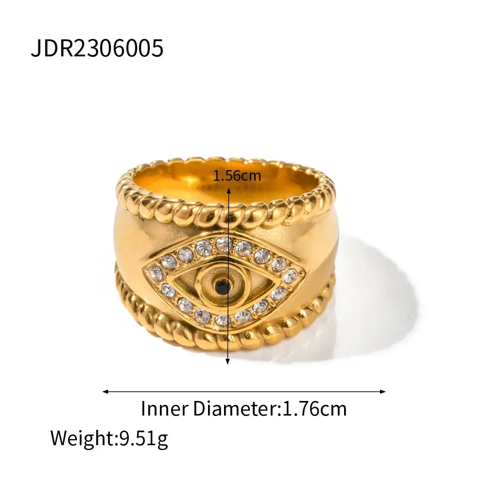 Modern 18K Gold-Plated Evil Eye Ring
