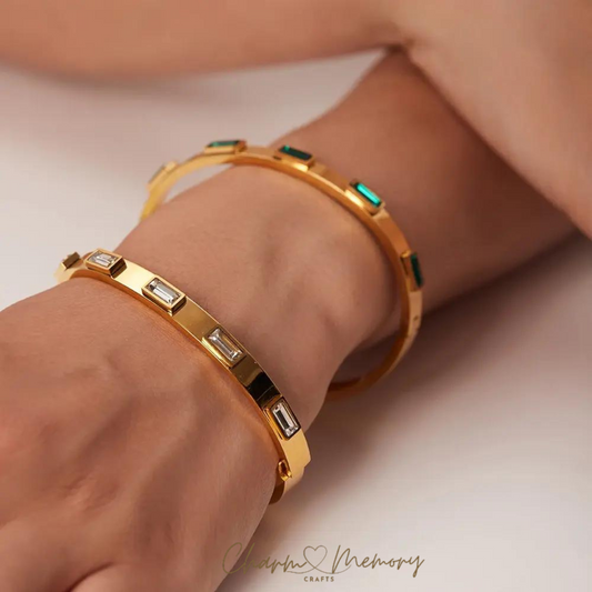 Minimalist Geometric Gold Plated Bracelets: 18k Gold